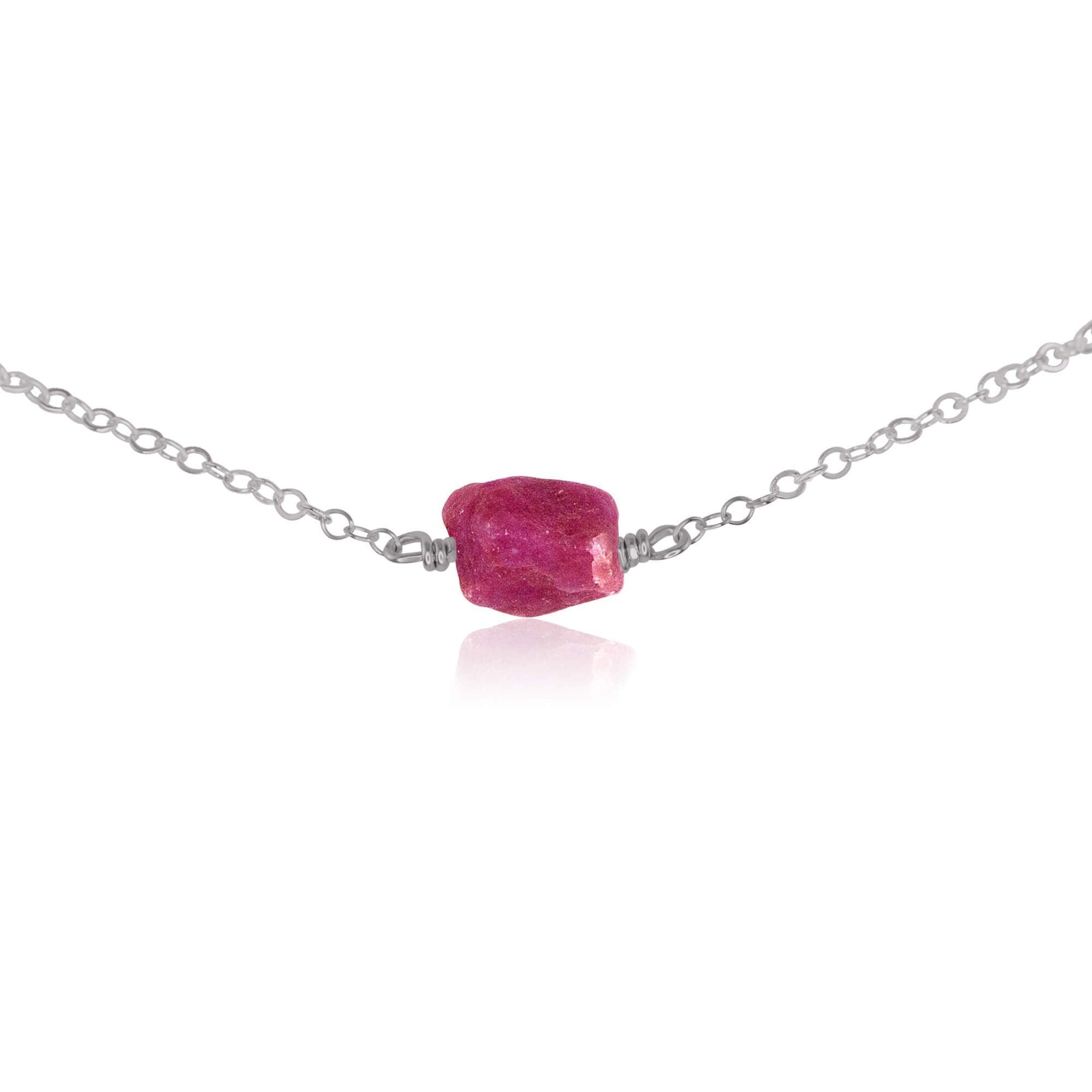 Natural Raw Earth Red Ruby Crystal Nugget Choker Necklace - Handmade Boho Jewelry for Women, Gift for Her, Wedding, Party & Everyday Wear