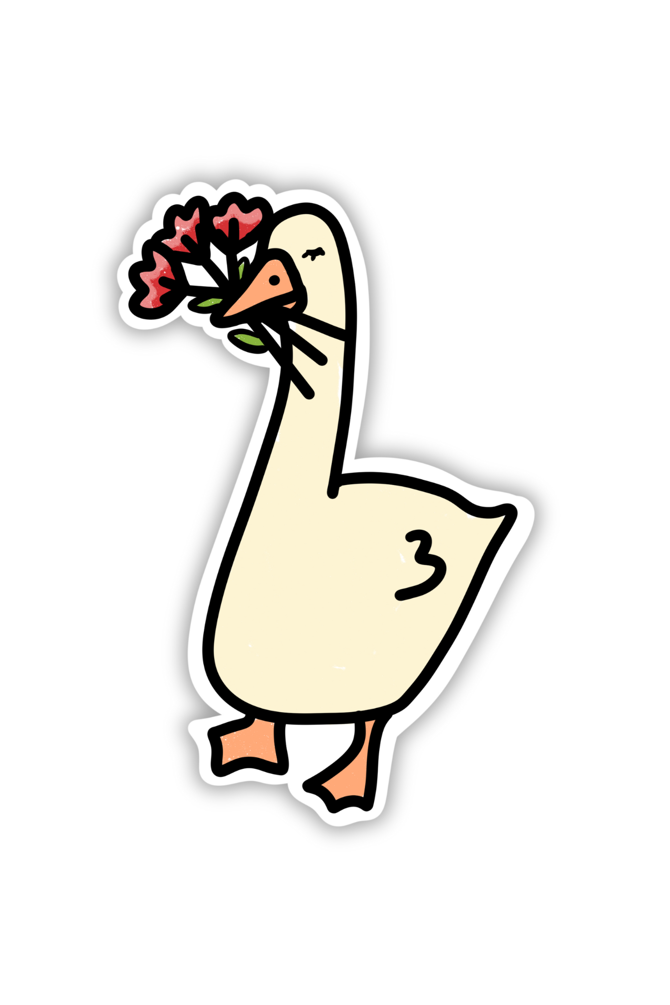 Flower Goose Die Cut Sticker - Waterproof Vinyl Decal for Laptop, Phone, Water Bottle - Cute Aesthetic Stickers for Scrapbooking, Journals & DIY Crafts