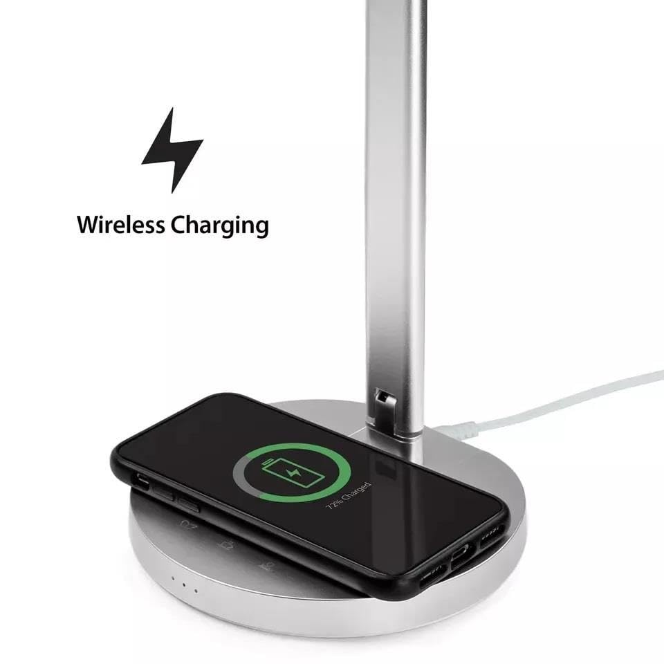 Smart LED Desk Lamp - Dimmable Eye-Caring Table Lamp with Touch Control & Wireless Charging - 3 Lighting Modes Adjustable Brightness - Perfect for Home Office, Bedroom, Reading & Nightstand Use