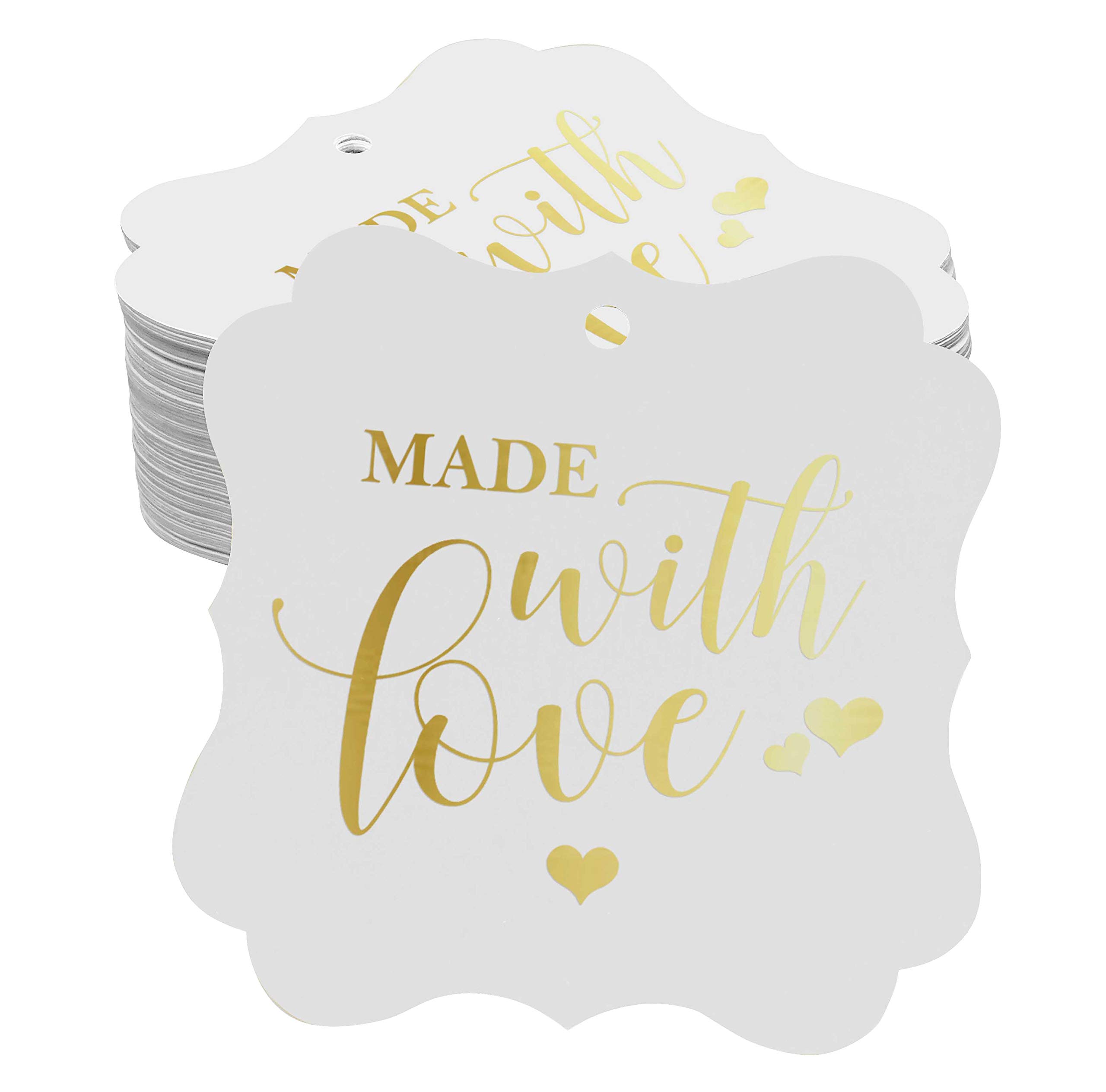 Elegant Real Gold Foil Bracket-Shaped Hang Tags - 50 Pack for Wedding Favors, Gift Packaging & Party Decorations