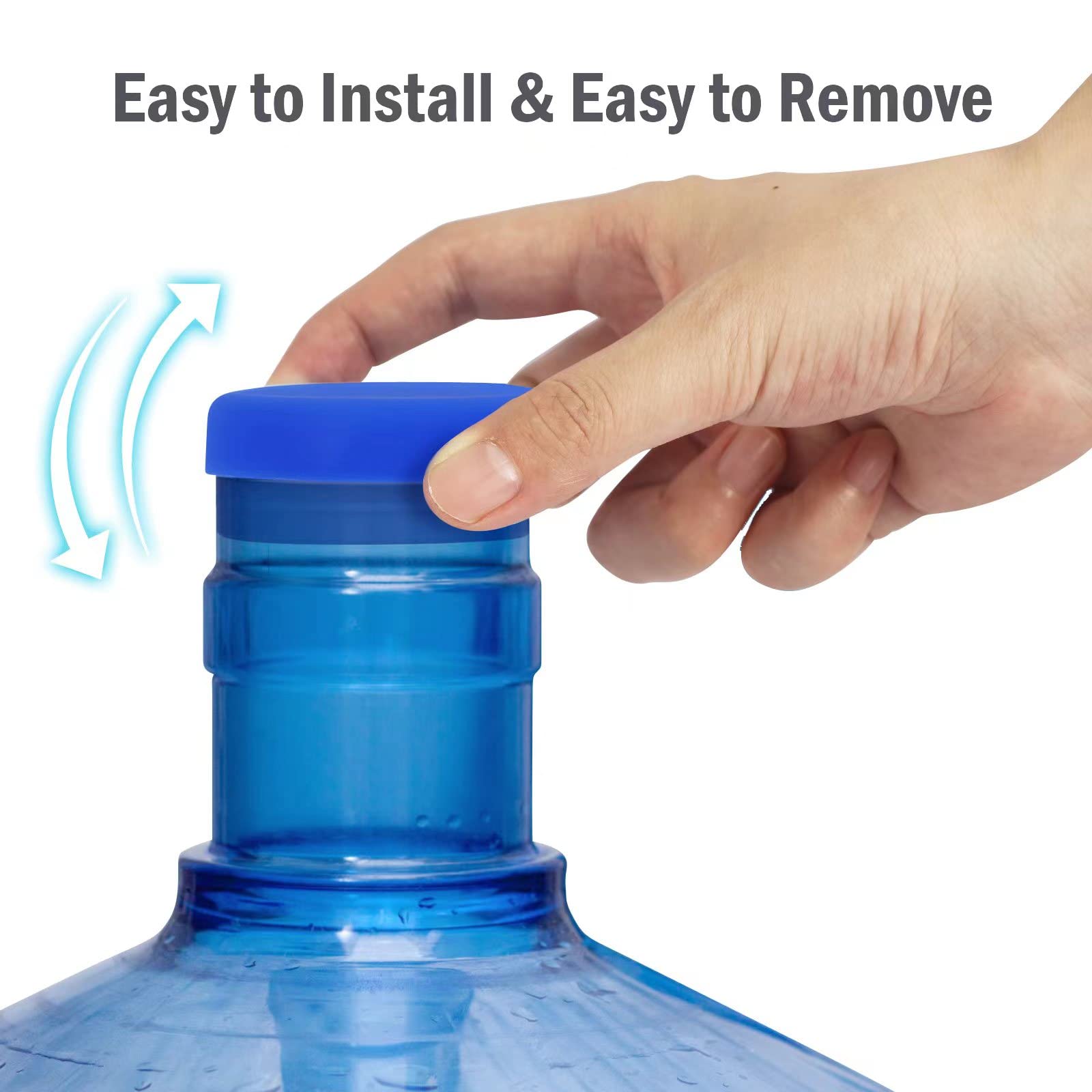 3 & 5 Gallon Water Bottle Replacement Caps - 100% Food Grade Silicone, Reusable, Non-Spill, Non-Toxic (6 Pack) - Perfect for Home, Office, Camping & Emergency Water Storage
