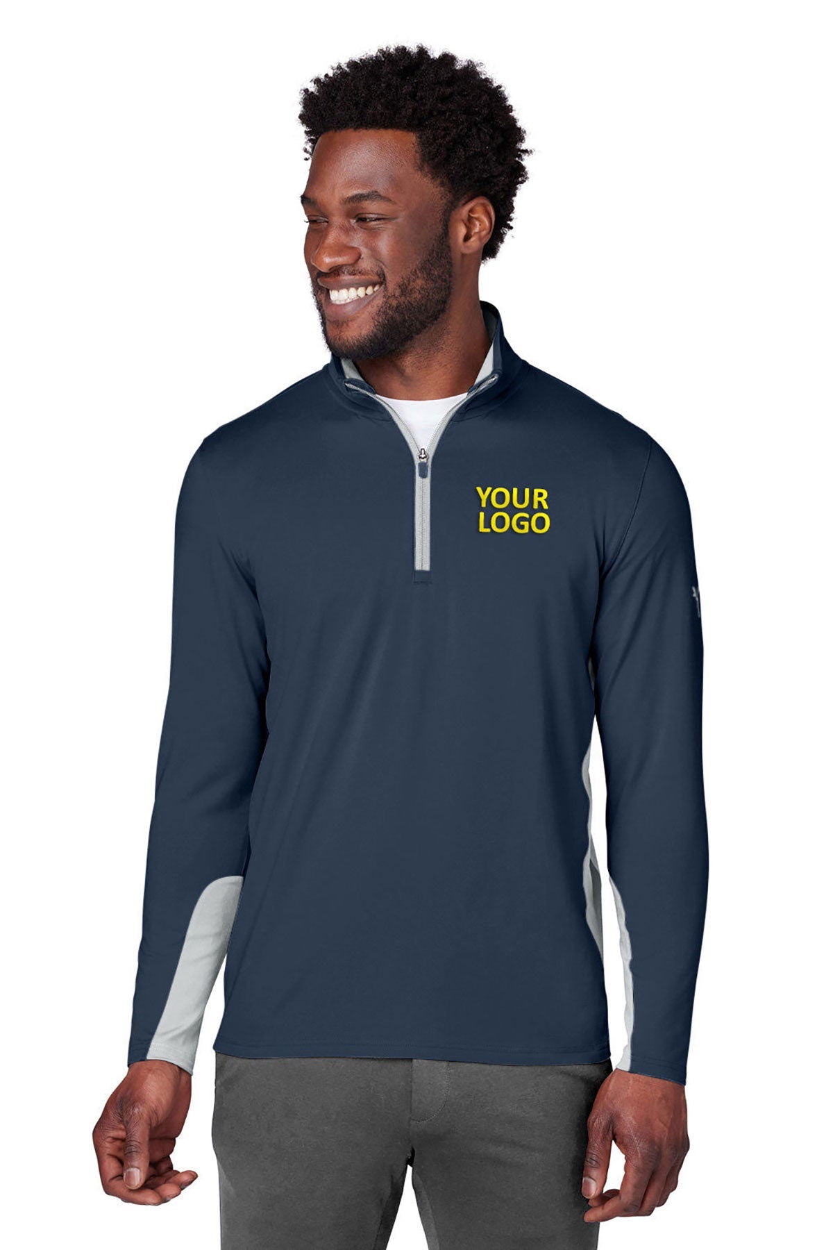 Custom Puma Men's Gamer Golf Quarter Zip Pullover - Navy Blazer Performance Shirt for Golfing & Casual Wear