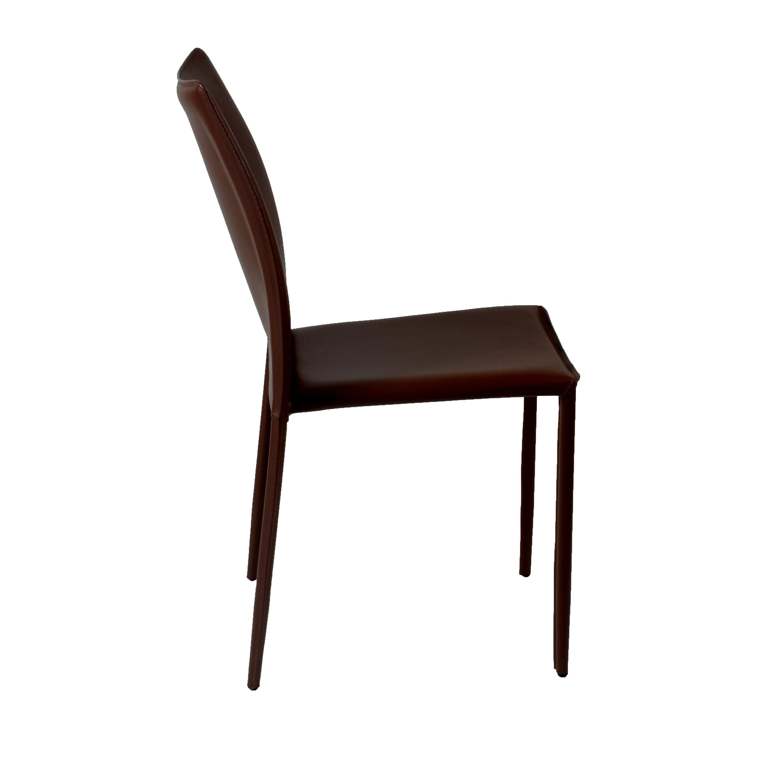 Euro Style Dalia Stacking Side Leather Chairs - Set of 2, Modern Stackable Dining Chairs for Small Spaces, Kitchen, Office or Outdoor Use