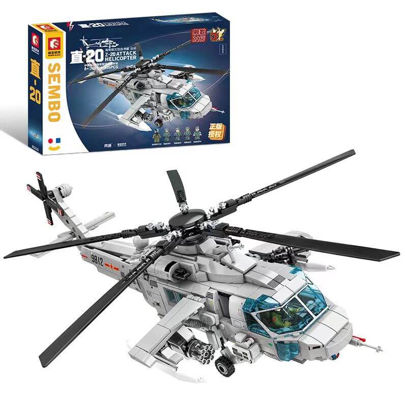 Sembo 202125 Z 20 Attack Helicopter Building Blocks Set - Military Model Kit for Adults & Kids - Perfect for Collectors, Gifts, and DIY Projects