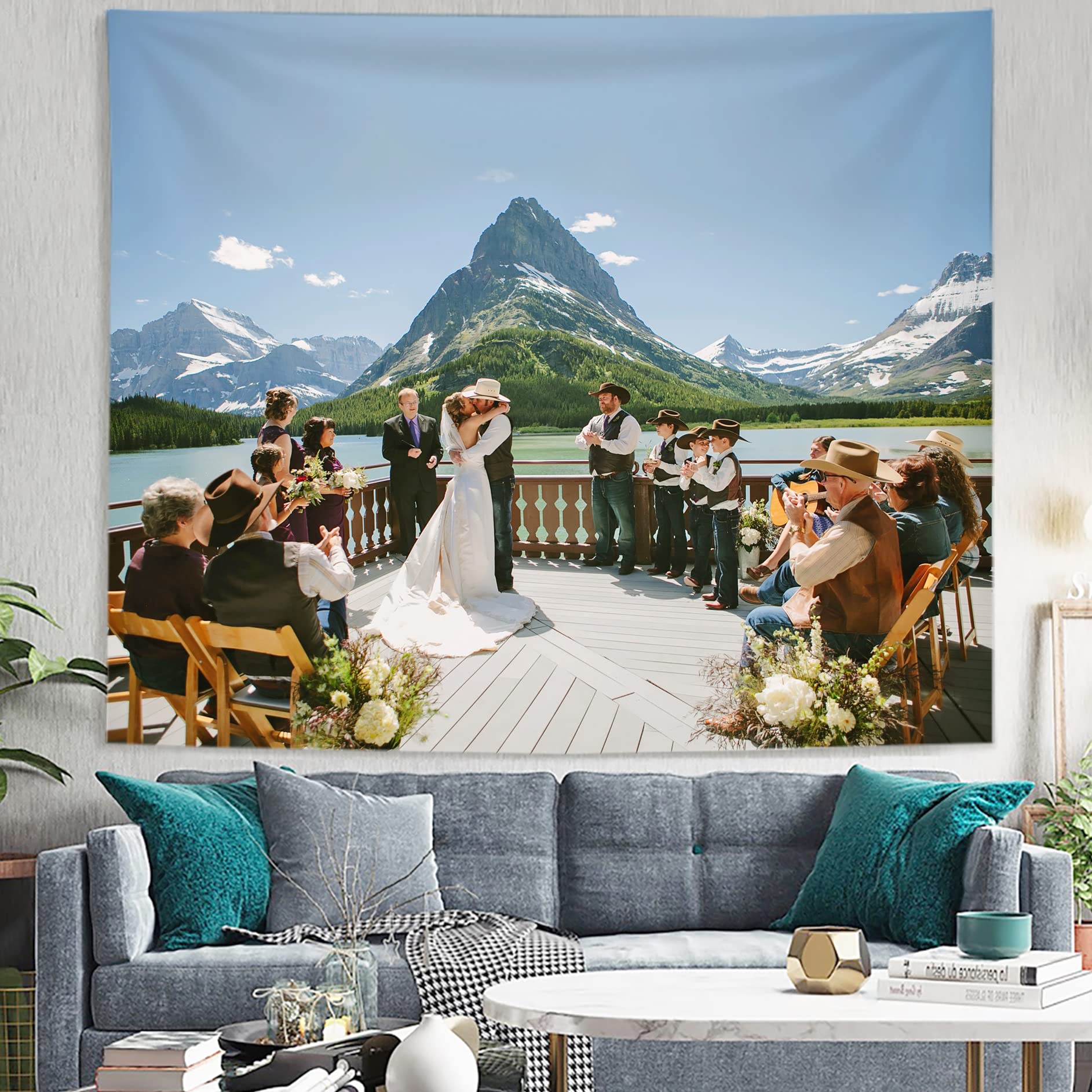 Custom Tapestry Backdrop - Personalized Wall Hanging Art for Wedding, Birthday Party Decor | Add Your Own Design Photo | 57.8x57.8 Inch Large Wall Decor | Perfect for Home, Bedroom, Event Backdrops & Photo Booth Backgrounds