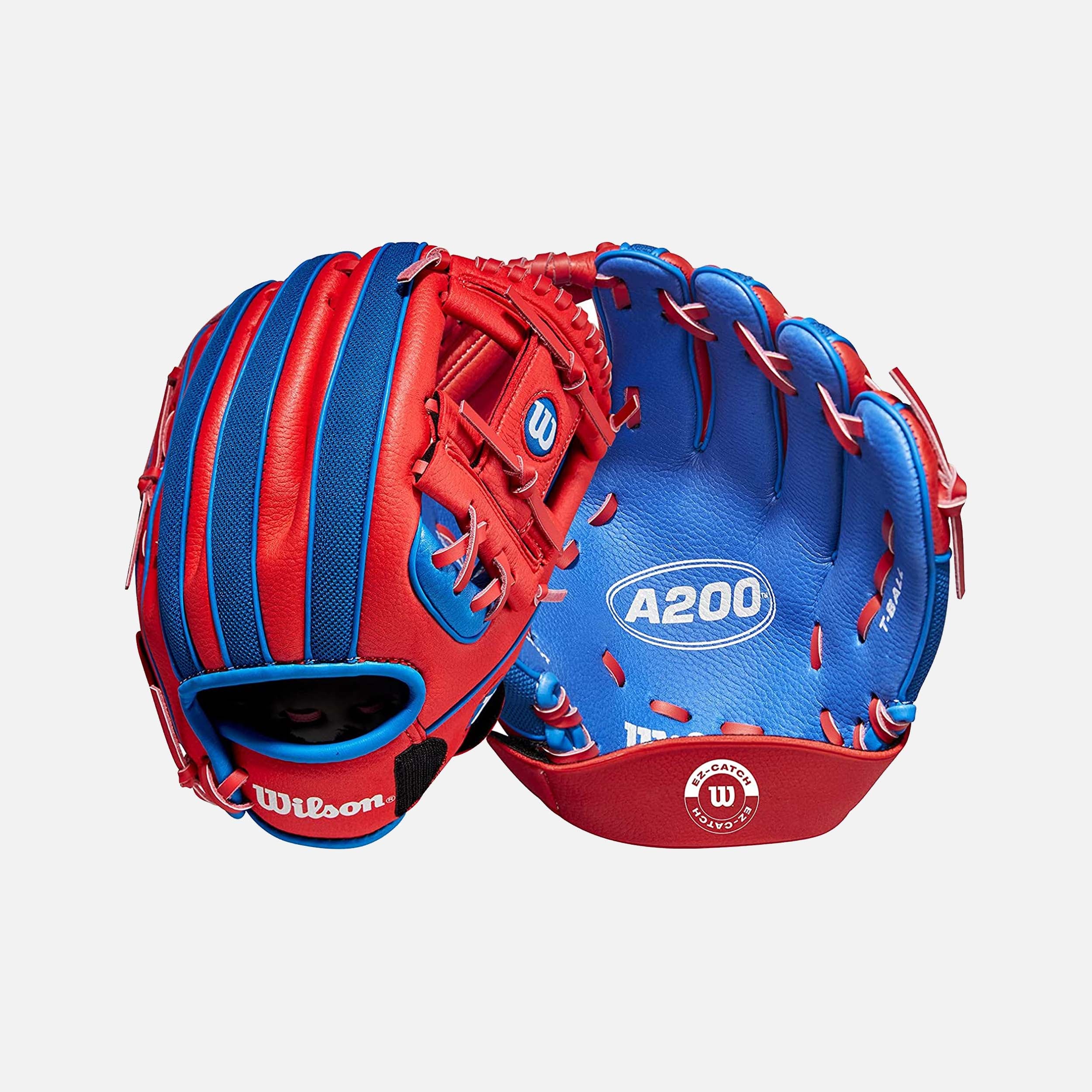 Wilson A200 H Web 10 Tee Ball Glove - Royal/Red Baseball Glove for Kids & Youth - Perfect for Tee Ball Practice, Little League Games & Baseball Training