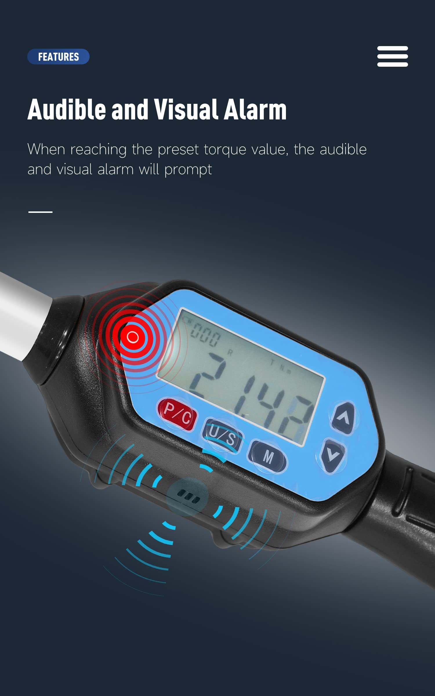 ER16A Digital Torque Wrench - ±2% High Accuracy Electronic Nut Torque Wrench with Audible/Visual Alarm & LED Display for ER Series Nuts - Perfect for Automotive Repair, Industrial Assembly and Mechanical Maintenance