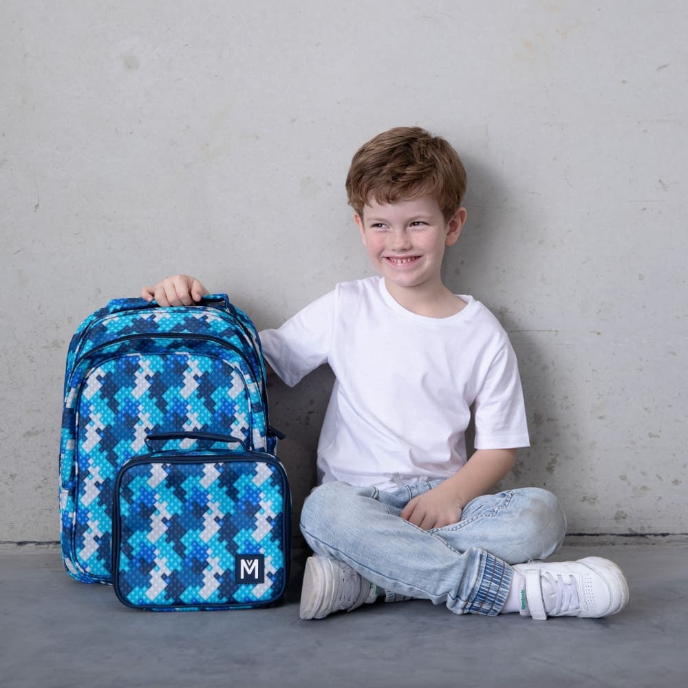 Montii Co Junior Backpack for Kids - Lightweight School Backpack with Block Land Design - Perfect for School, Travel & Day Trips
