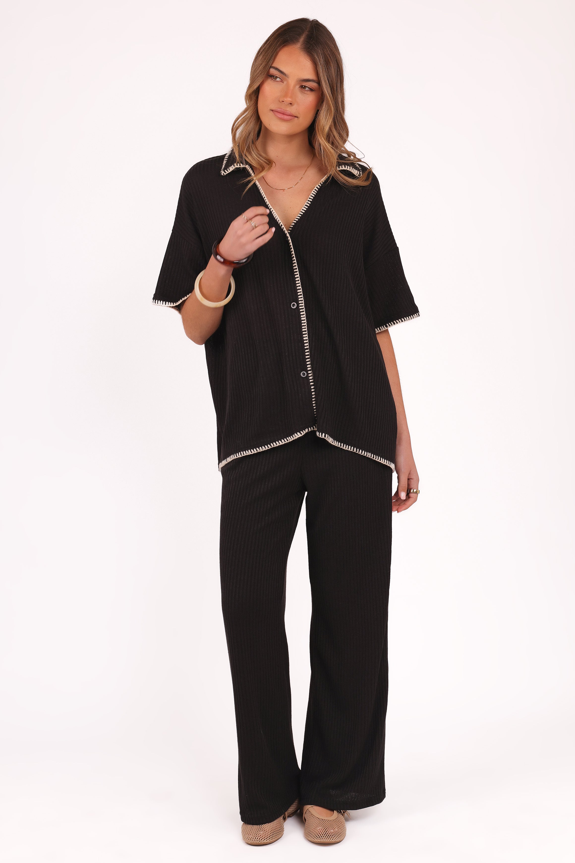 Georgia Knit Pant Set - Soft & Comfortable Women's Lounge Wear - Black - Perfect for Relaxing at Home, Yoga, and Casual Outings