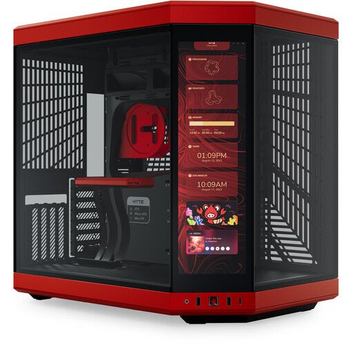GTech Gaming PC Hyte Y60 with LCD Display - AMD Ryzen 9 7950X3D, NVIDIA RTX 4090, 64GB DDR5 6000MHz RAM (Red) - Ultimate 4K Gaming & Streaming Setup for Esports & Content Creation
