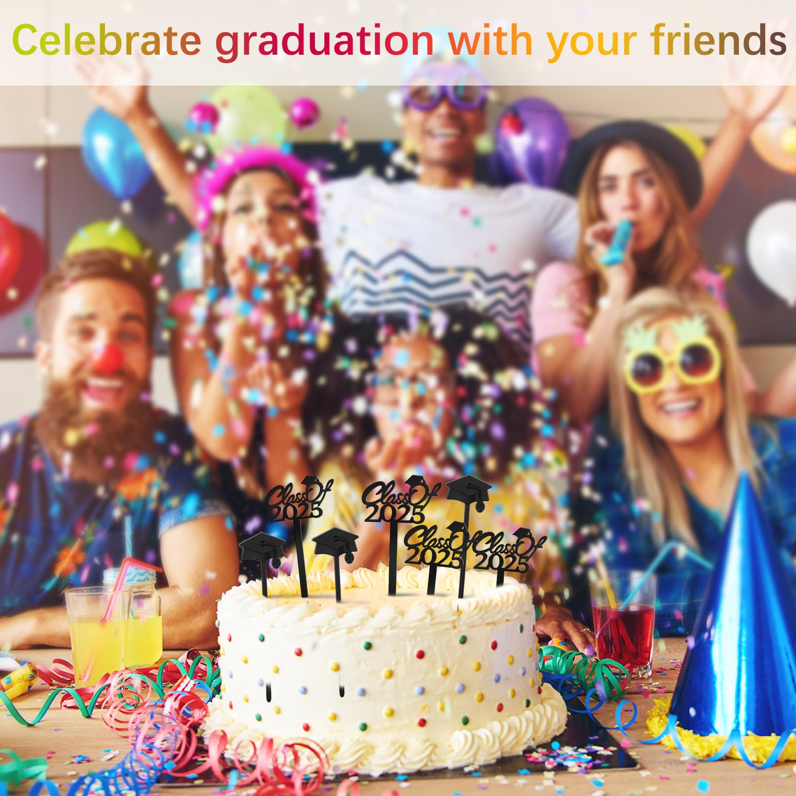 72-Piece Class of 2025 Graduation Cupcake Toppers - Black Cake Picks for Graduation Party Decorations, Table Centerpieces & Grad Favors - Perfect for Graduation Celebrations, School Parties & Dessert Table Displays