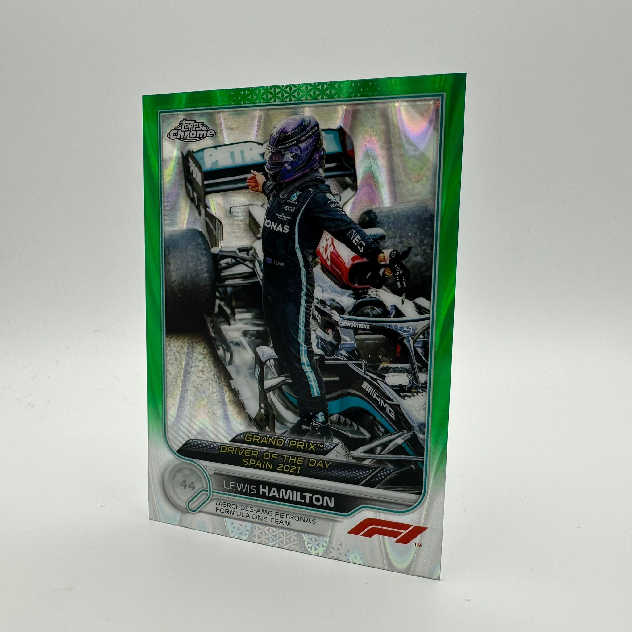 Lewis Hamilton Driver of the Day Spain 2021 #176 Green Raywave Refractor Trading Card - Rare F1 Collectible for Motorsport Fans & Memorabilia Collectors