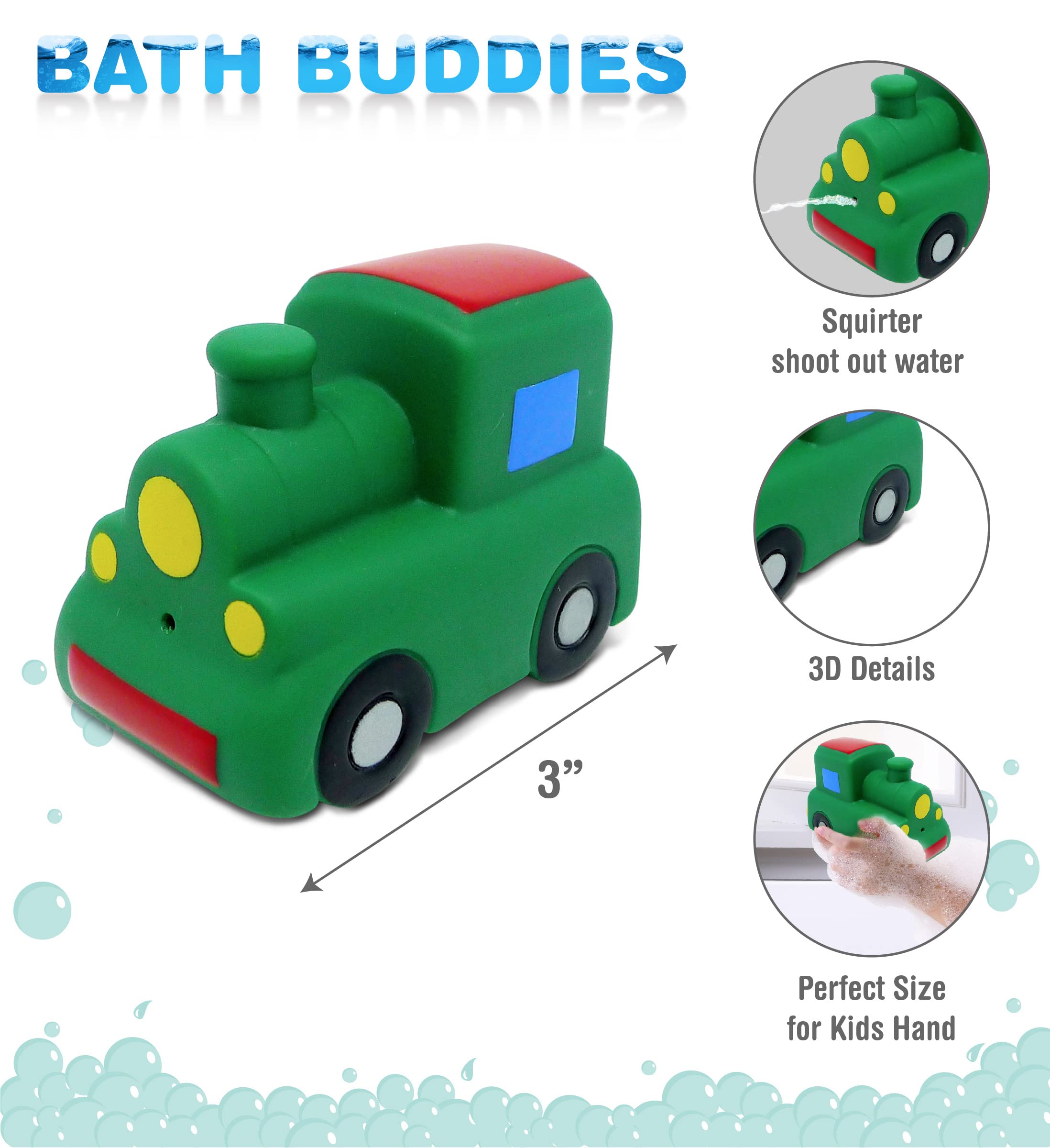 Puzzled Bath Buddy Train Water Squirter - Fun Bathtime Toy for Kids, Toddler Bath Toys with Squirt Function - Perfect for Sensory Play & Learning During Bath Time