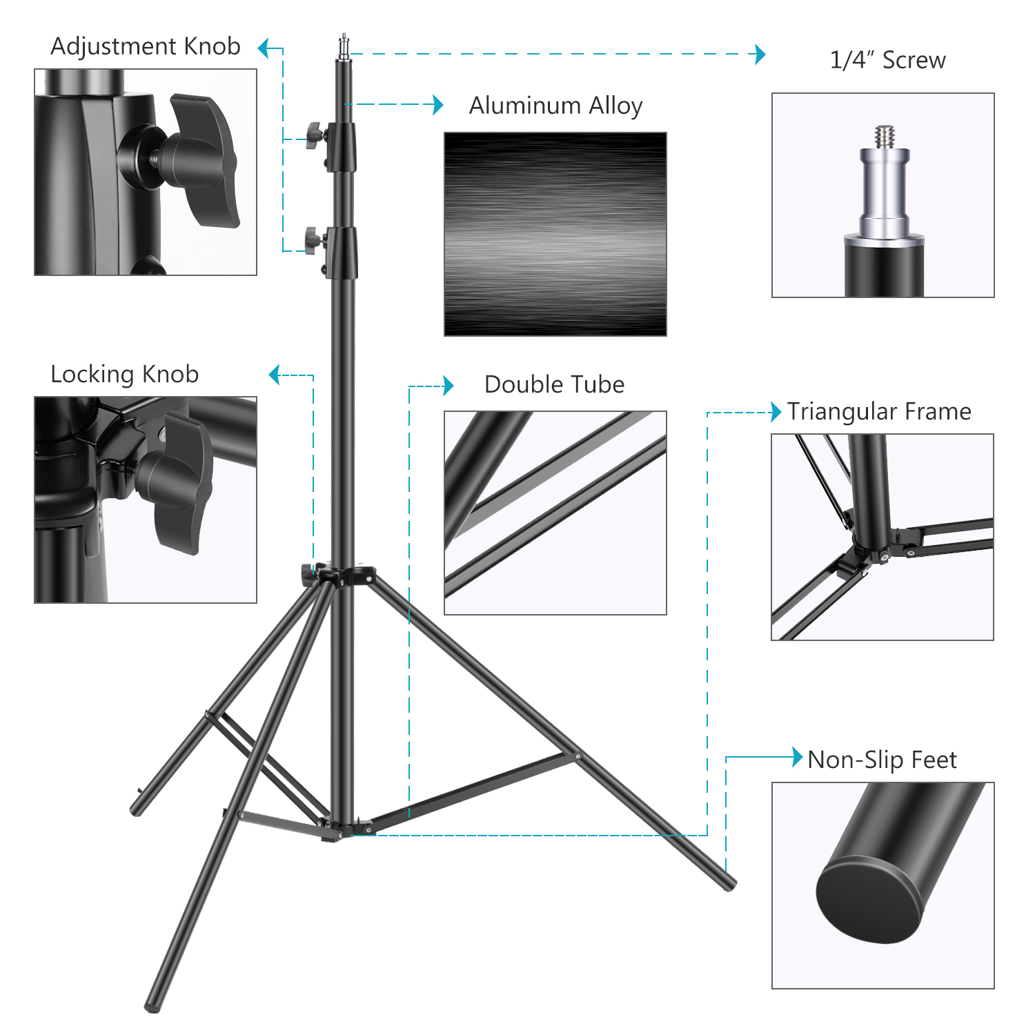NEEWER ST 300SB 2-Pack 300cm/10ft Light Stand Kit for Photography, Video Studio, YouTube Streaming - Heavy Duty Aluminum Tripod with Carrying Bag