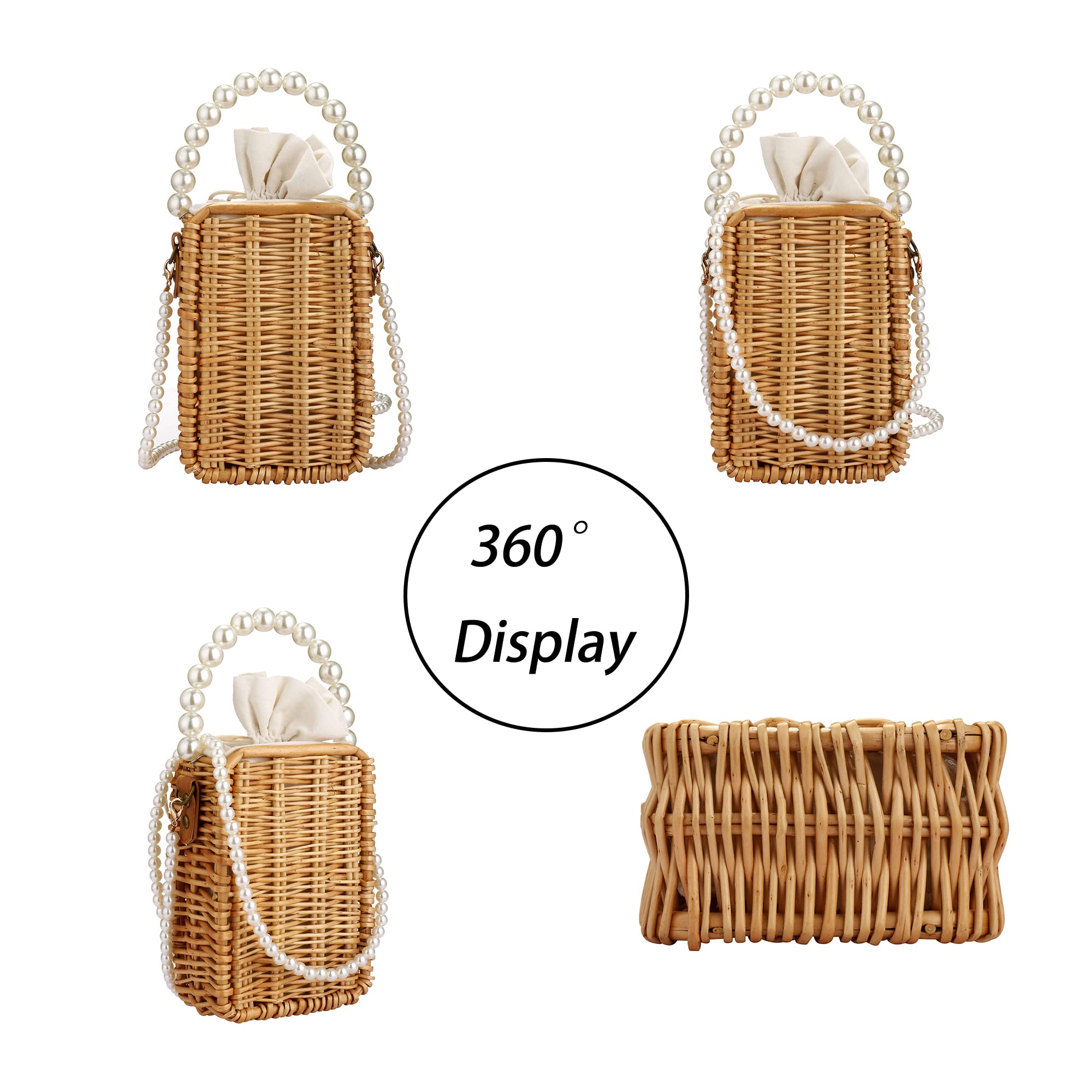 Women's Lightweight Straw Crossbody Bag - Fashionable Retro Pearl Shoulder Purse for Beach, Summer & Casual Outings | Perfect for Travel, Shopping & Outdoor Activities