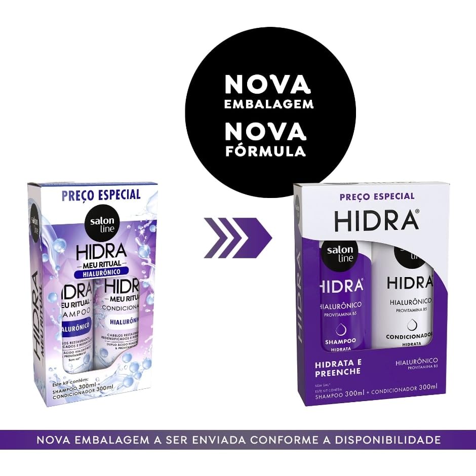Salon Line Hydra Hyaluronic Shampoo and Conditioner Set - Deep Moisturizing & Filling Hair Care Kit (2 x 10.14 Fl Oz) - Perfect for Dry, Damaged Hair & Salon-Quality Hydration at Home