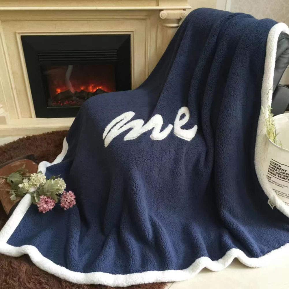 Premium Double Layer Faux Lamb Cashmere Blanket - Ultra Soft & Warm Throw for Sofa, Bed, Office - 200x230cm Cozy Nap Blanket - Perfect for Lounging, Travel & Gifts (Blue)