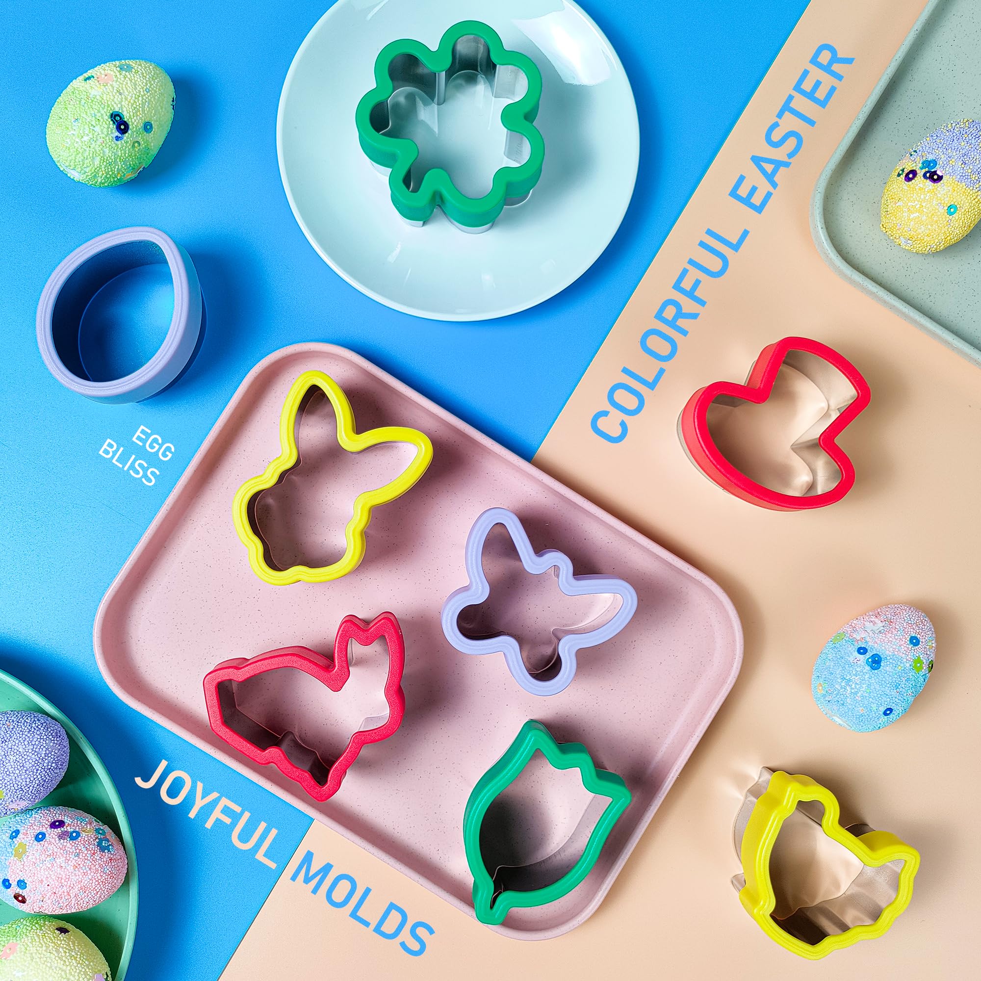 8 Pcs Stainless Steel Cookie Cutters Set - Bunny, Chick, Butterfly & More Animal Shapes for Baking Cookies, Biscuits, Uncrustables | Perfect for Kids Parties, Holiday Treats & DIY Dessert Decorations