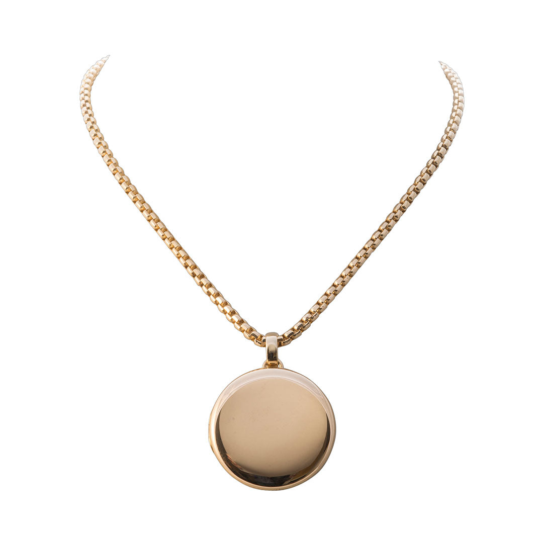 18K Yellow Gold Round Locket Pendant Necklace - Elegant Heart Photo Keepsake Jewelry for Women - Perfect for Anniversaries, Valentine's Day & Memorial Gifts
