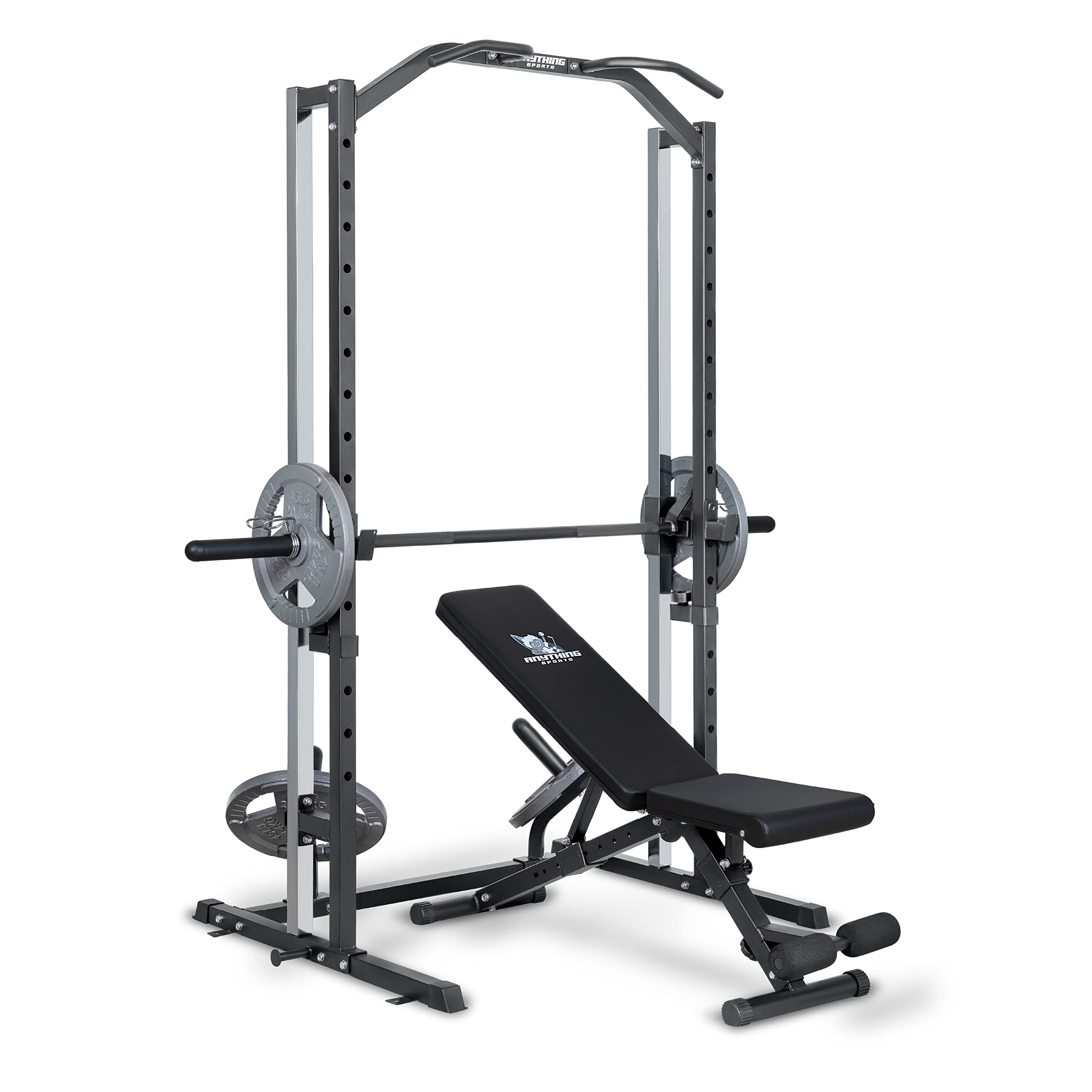 Compact Smith Machine with Adjustable Bench - Home Gym Strength Training Equipment for Full Body Workouts & Weight Lifting