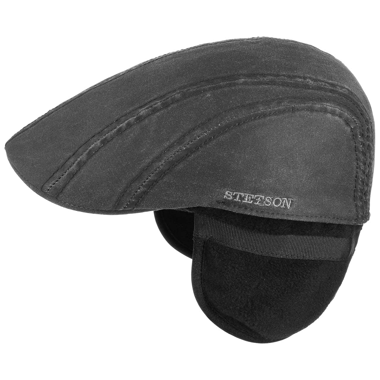 Stetson Men's Old Cotton Flat Cap with Ear Flaps - Warm Winter Hat for Outdoor Activities, Hunting, and Casual Wear