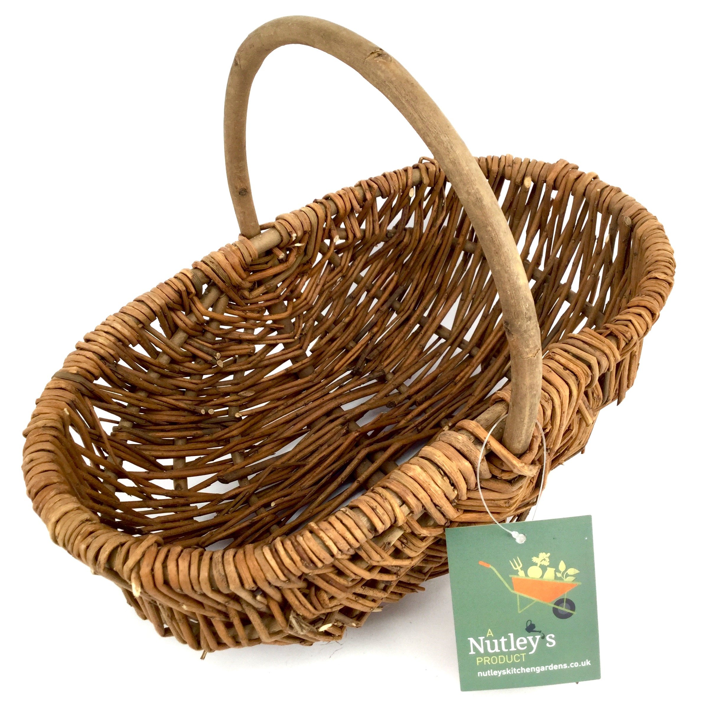Nutley's Small Rustic Willow Vegetable Trug Basket - Handwoven Harvest Basket for Farmers Market, Picnics & Home Decor | Perfect for Fresh Produce, Bread & Floral Arrangements