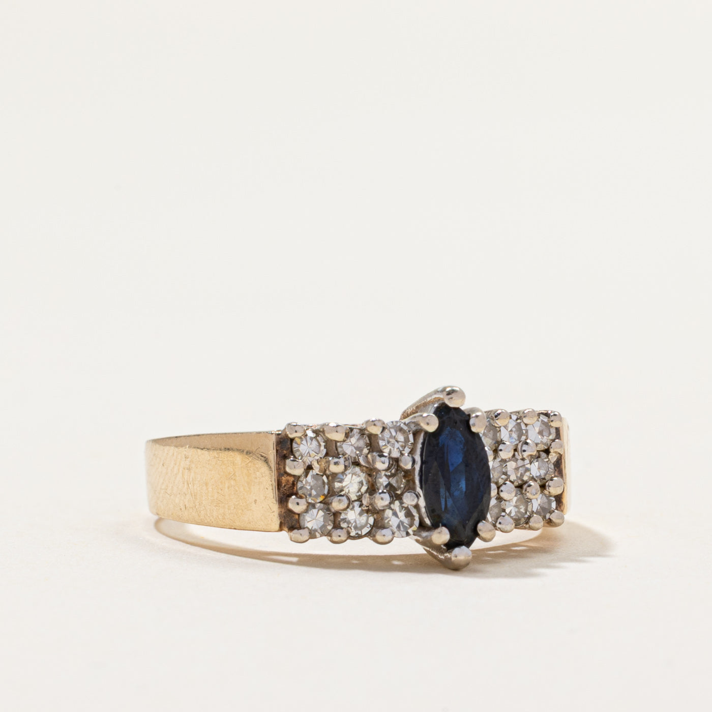Exquisite Marquise Cut Sapphire and Diamond Ring - 0.50ctw (0.50ct) - Size 8 - Perfect for Engagement, Anniversary & Special Occasions