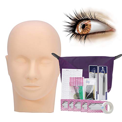 Professional Eyelash Extension Kit for Beginners - Complete Training Head Model & False Eyelashes Practice Tools Set | Perfect for Salon, Home Practice & Professional Lash Artist Training
