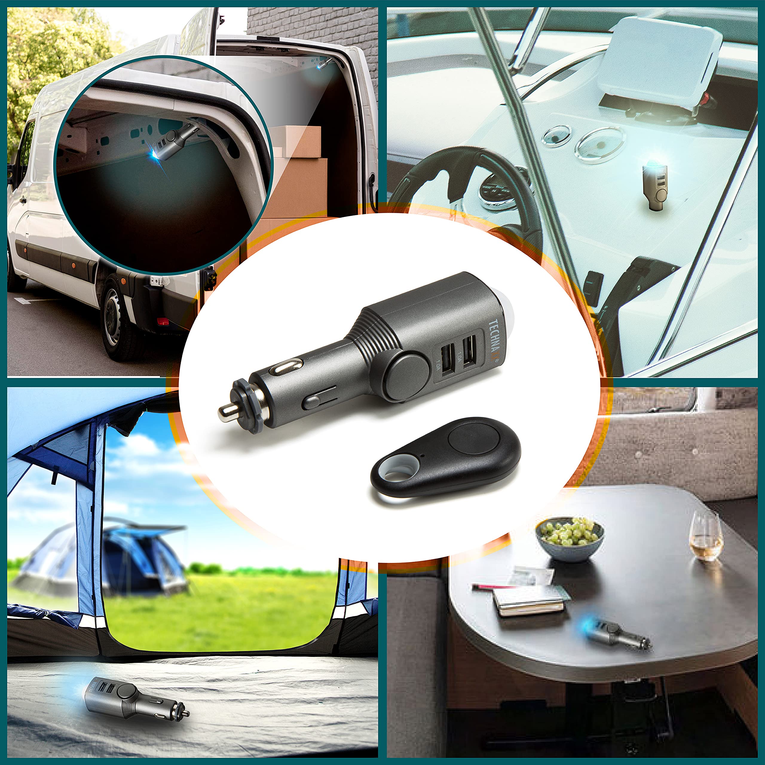 TX-100 Smart Car Alarm System with PIR Motion Sensor & Siren - Wireless Vehicle Security with Charging Function for Cars, RVs, Boats | Anti-Theft Protection & Remote Monitoring for Parking Safety