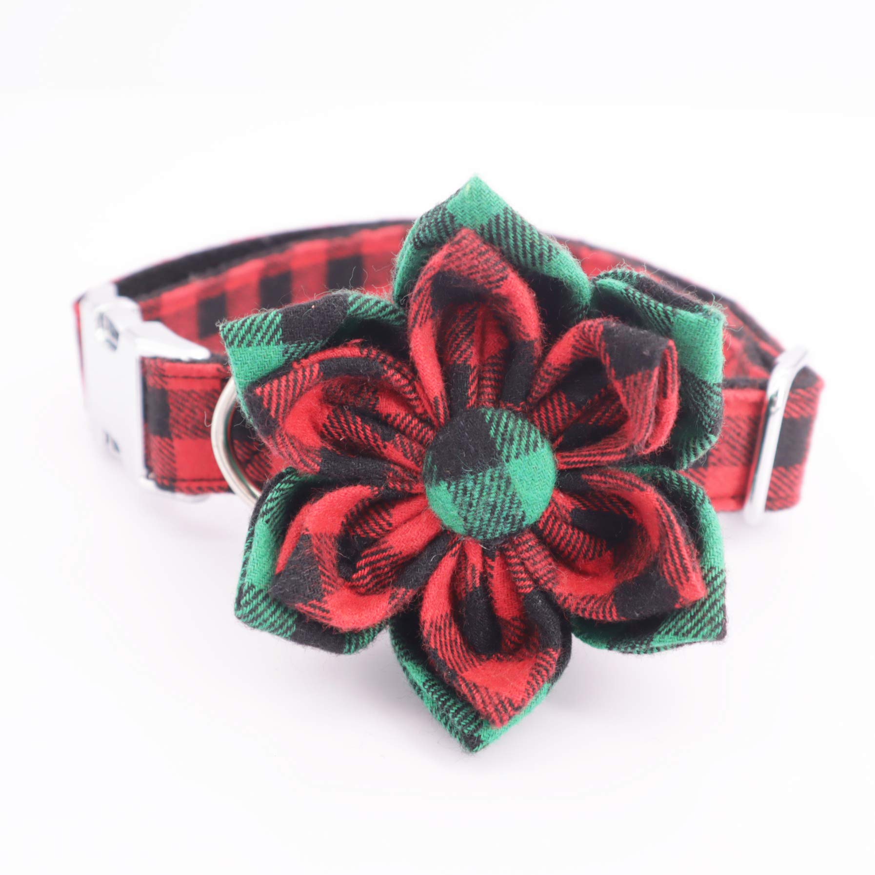 Festive Christmas Red Dog Collar with Flower - XS Size Holiday Pet Accessory for Small Dogs | Perfect Gift for Puppies & Female Dogs | Great for Holiday Photos, Parties & Special Occasions