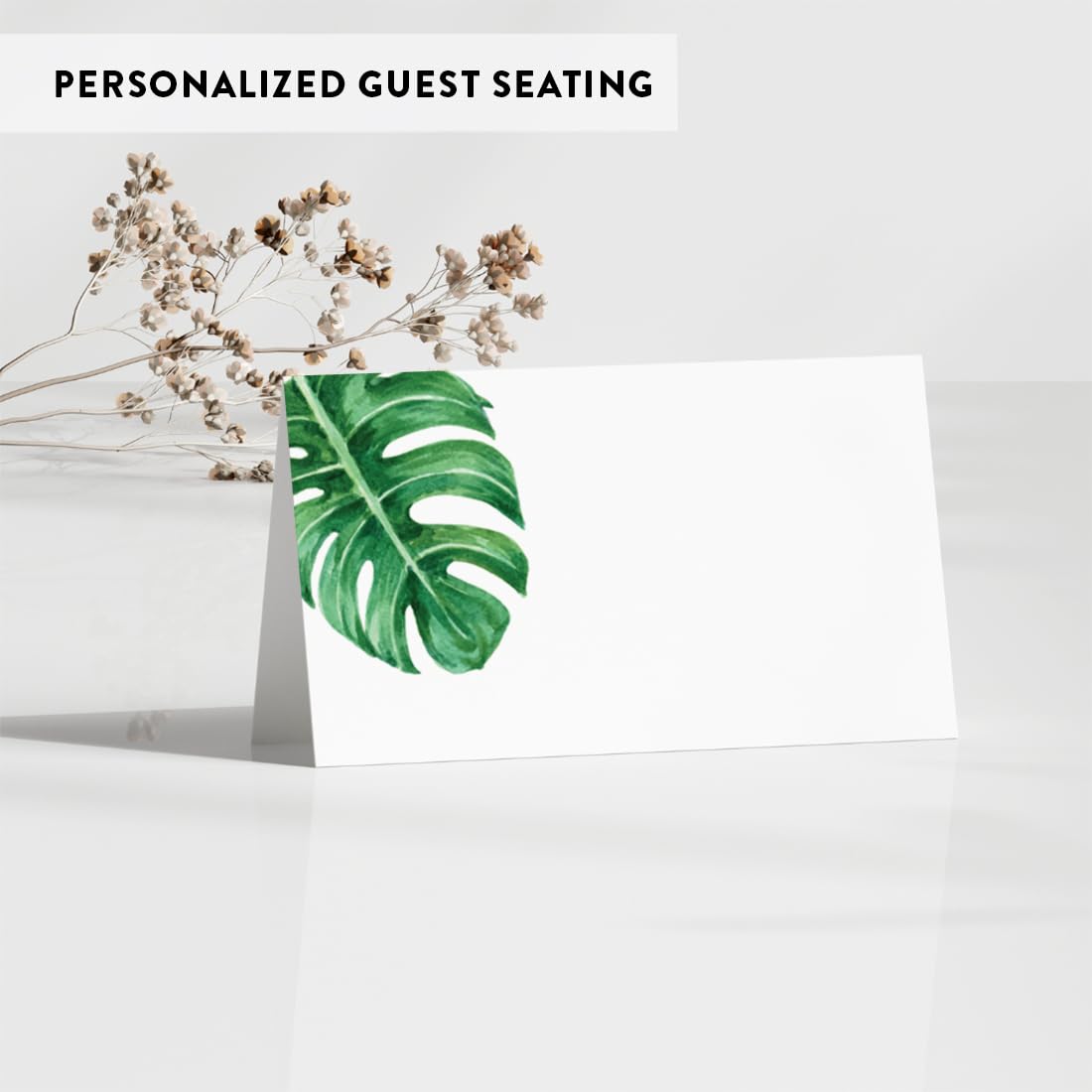 Premium Tropical Monstera Leaf Place Cards - 56 Pack (2 x 3.5 Inches) for Wedding Table Settings, Party Seating & Name Cards | Elegant Blank Table Tent Cards for Events, Dinner Parties & Bridal Showers