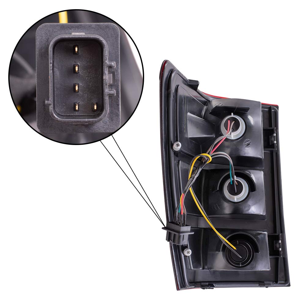 Brock Replacement Tail Light Set - Driver & Passenger Side with Bulb Sockets & Wiring Harness - Compatible with 2005-2006 Jeep Grand Cherokee (Part# 55156615AF, 55156614AF) - Easy DIY Installation for Headlight Restoration & Night Driving Safety