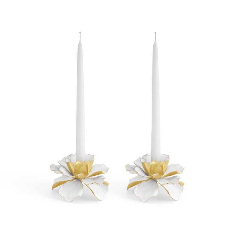 Elegant Gardenia Candle Holders Set of 2 - Perfect for Wedding Decor, Romantic Dinners & Home Aromatherapy