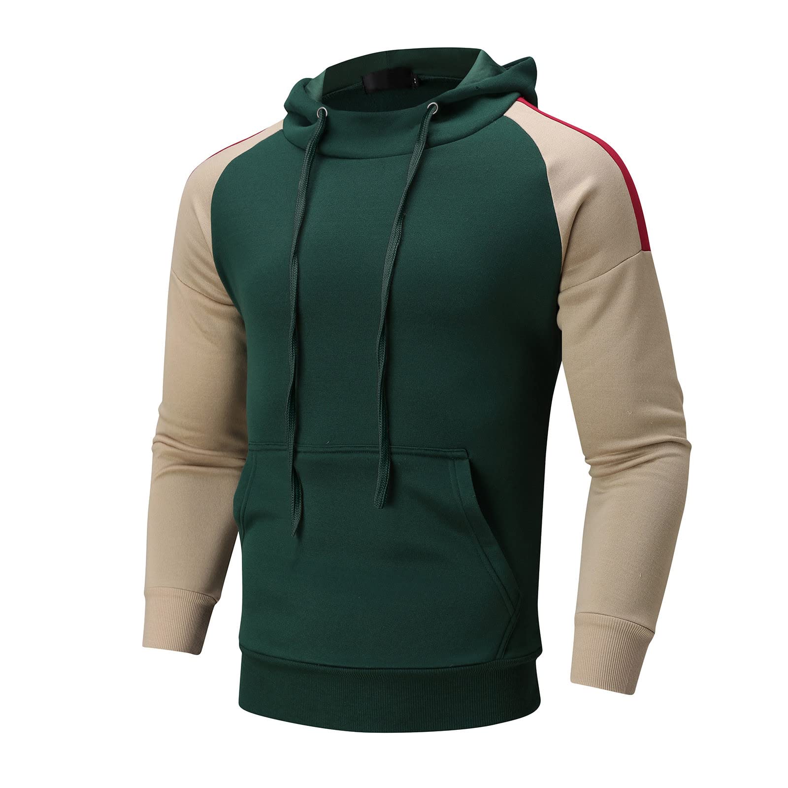 Men's Spring & Winter Contrast Color Hooded Jacket - Long Sleeve Casual Spliced Sweater Coat for Outdoor Activities & Daily Wear