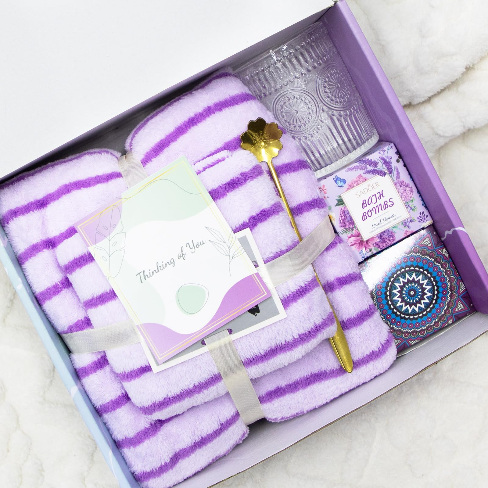 Premium Self Care Gift Basket for Women - Luxe Spa & Sympathy Gift Set with Purple Theme - Perfect for Mother's Day, Thinking of You Gifts, Relaxation & Pampering at Home