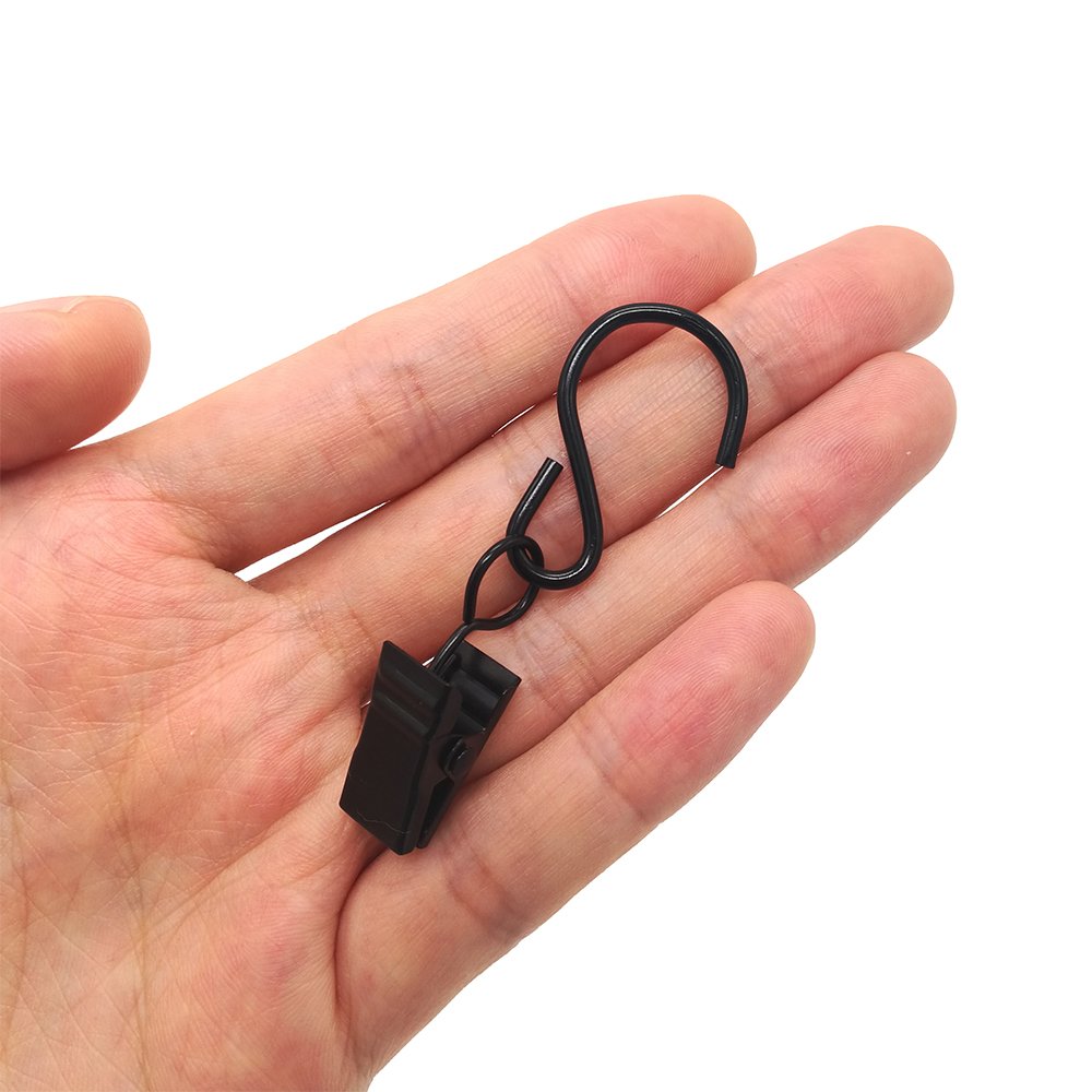 Heavy Duty S Hooks & Curtain Clips - Multi-Purpose Hangers for String Lights, Party Decor, Awnings & Gutters - Perfect for Home, Patio, Garage, Camping & Outdoor Events (12-Pack) - Durable Rust-Proof Hooks for Hanging Decorations, Plants & Holiday Lights