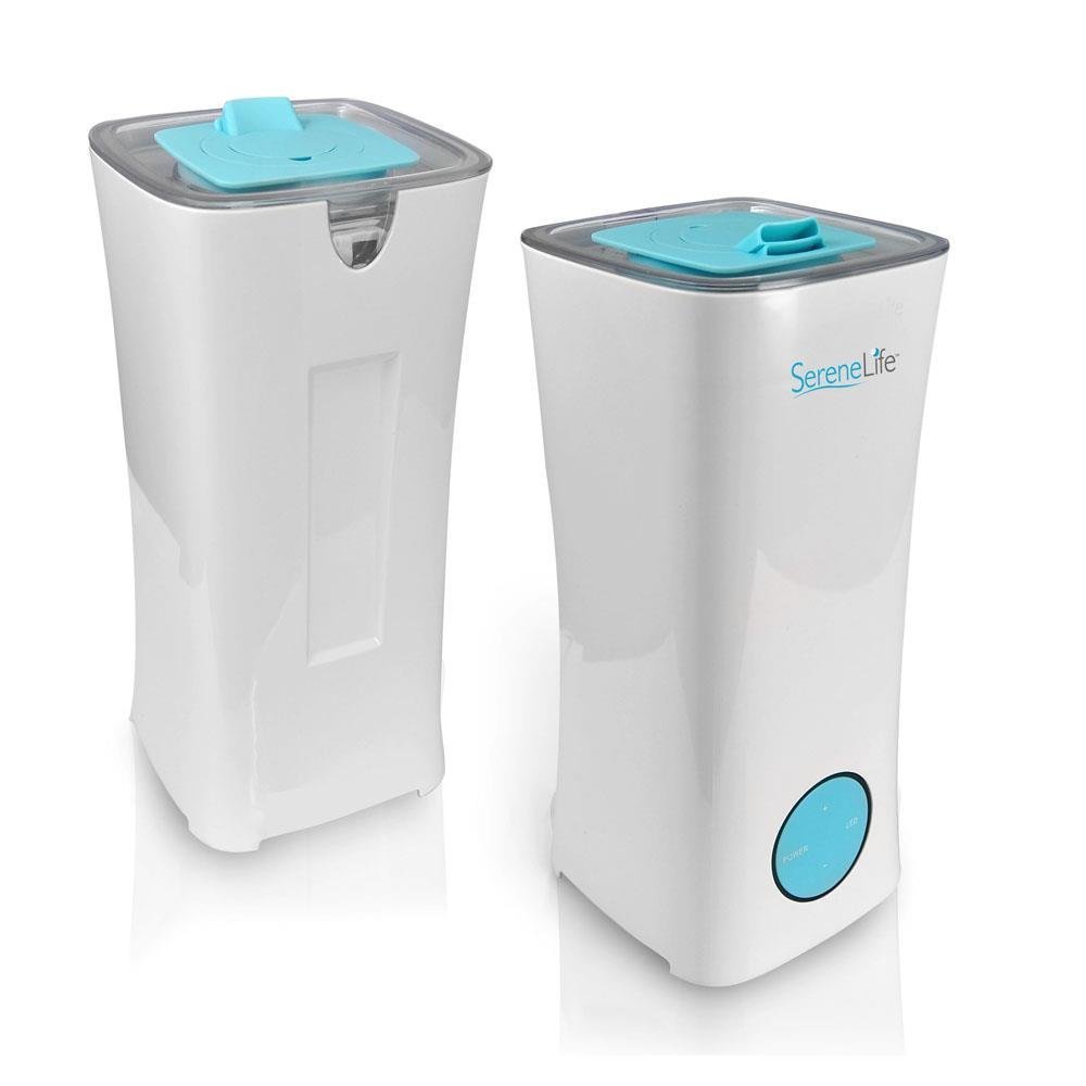 Serene Life Ultrasonic Cool Mist Humidifier for Home & Office - 2.5L Large Capacity Quiet Air Vaporizer with Essential Oil Tray, Aromatherapy Diffuser, Built-in Fan & LED Light - Perfect for Bedroom, Nursery, Desk & Dry Climate Relief (Model PHUMDIF8)