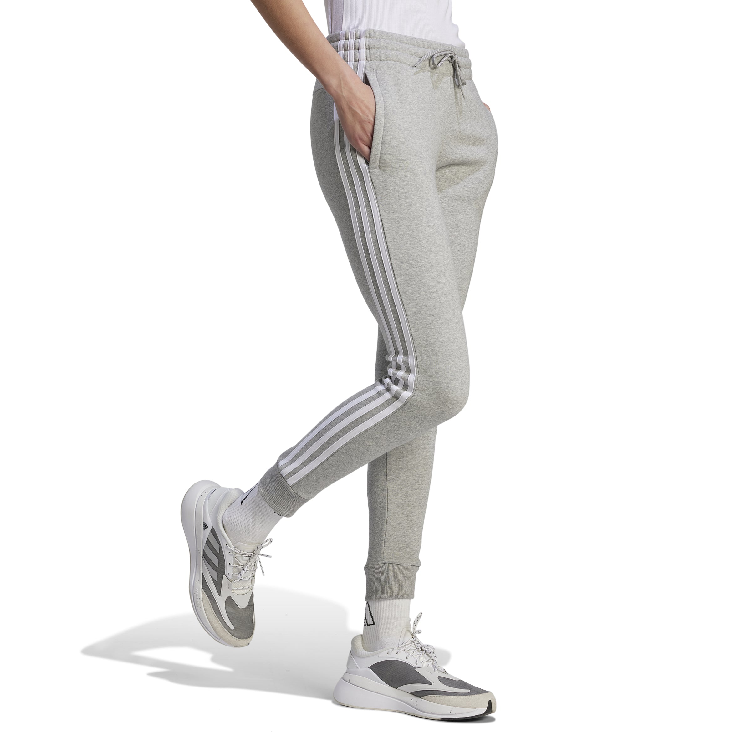 Women's Adidas Essentials 3-Stripes Fleece Jogger Pants - Soft Comfortable Lounge & Workout Sweatpants for Running, Yoga, and Casual Wear