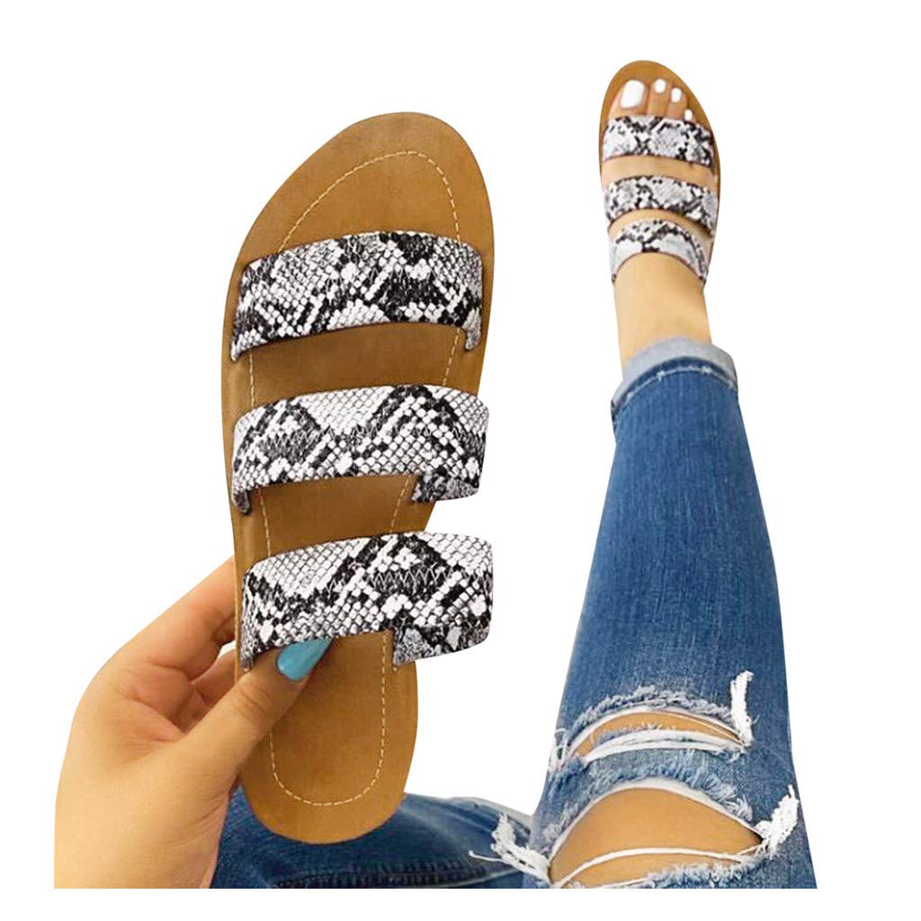 Eduavar Women's Flat Sandals - Bohemian Diamond Shining Summer Slippers, Casual Open Toe Beach Shoes for Walking, Travel & Vacation