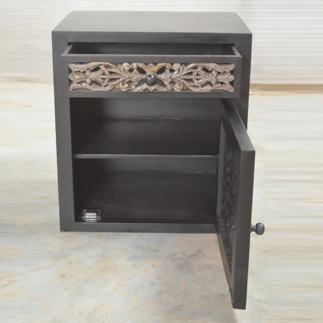 Exquisite Dynasty Carved Jali Panel Side Table - Handcrafted Wooden End Table with Intricate Design - Perfect for Living Room, Bedroom, or Patio Decor