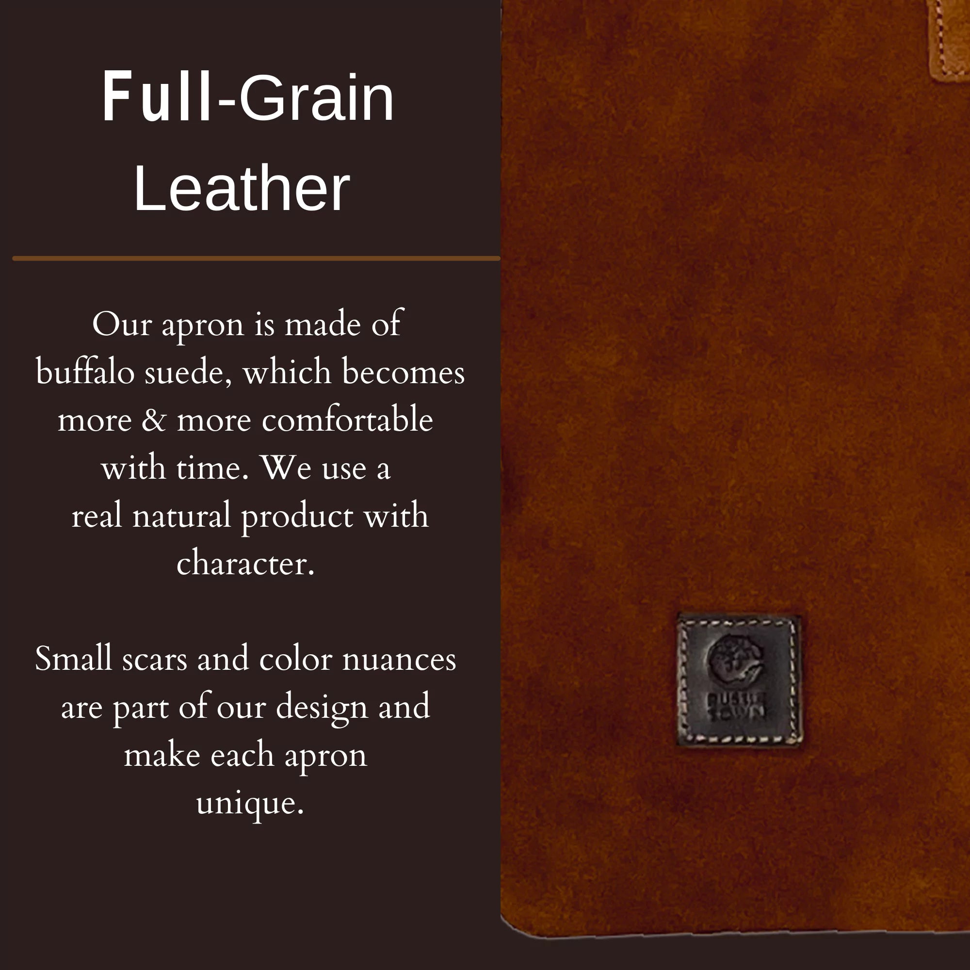 Premium Kuche Natural Leather Grill Apron for Men & Women - Heavy Duty BBQ Cooking Apron with Adjustable Straps - Perfect for Grilling, Smoking, and Outdoor Cooking