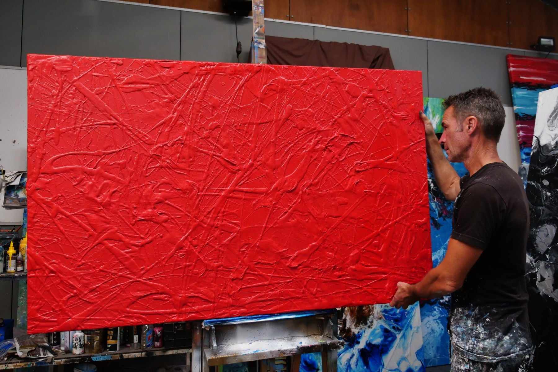 Red Devil 160cm x 100cm Red Textured Abstract Canvas Art - Modern Wall Decor for Living Room, Bedroom & Office