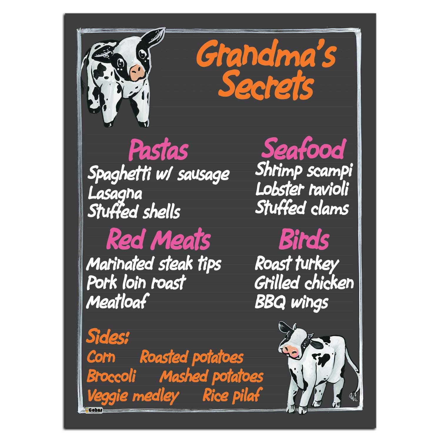 Farm Theme Magnetic Chalkboard with Cow Art - 12x16 Inch Lined Chalkboard with 3 Bright Liquid Chalk Markers - Perfect for Kitchen, Office & Kids' Room Decor
