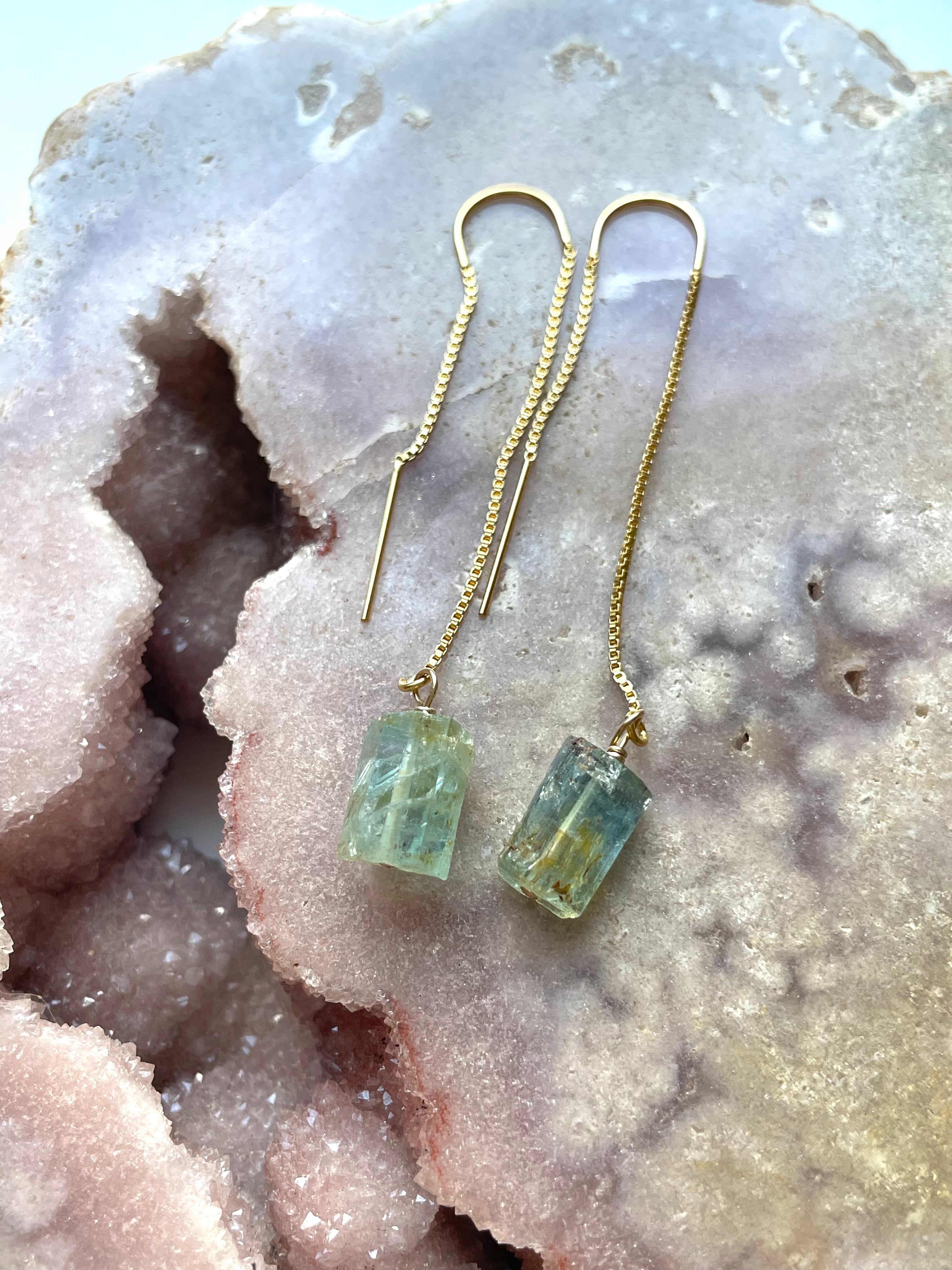 Elegant Aquamarine Gold Filled Threader Earrings - Dainty & Hypoallergenic Jewelry for Women | Perfect for Everyday Wear, Date Nights & Special Occasions
