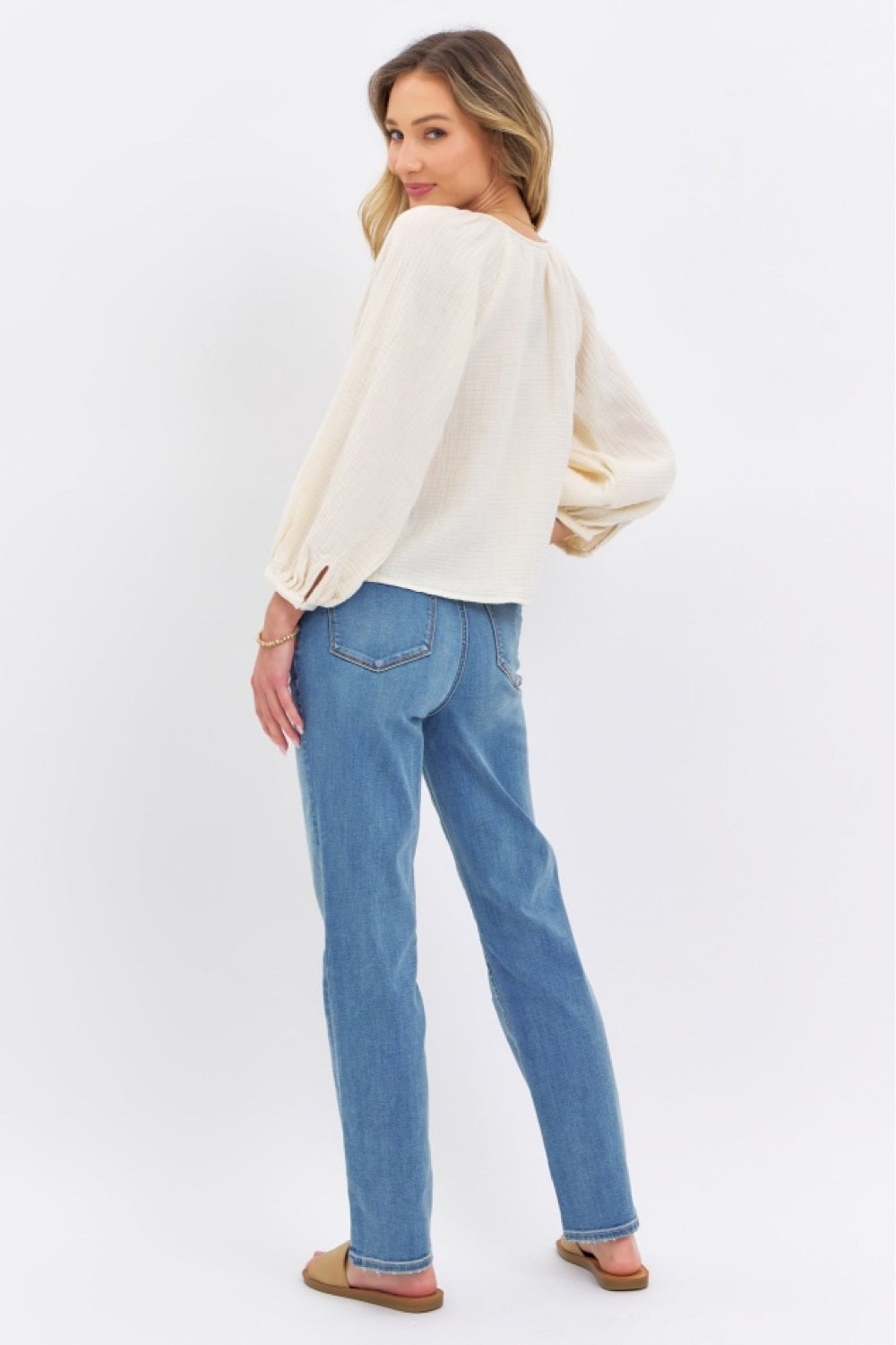 Judy Blue Women's High Waist Straight Leg Jeans - Classic Denim Pants for Casual Wear, Office & Everyday Comfort