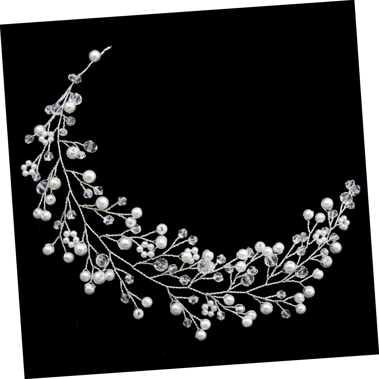 Pearl Headband for Brides - Wedding Hair Accessories for Women & Braids - Elegant Rhinestone Headdress