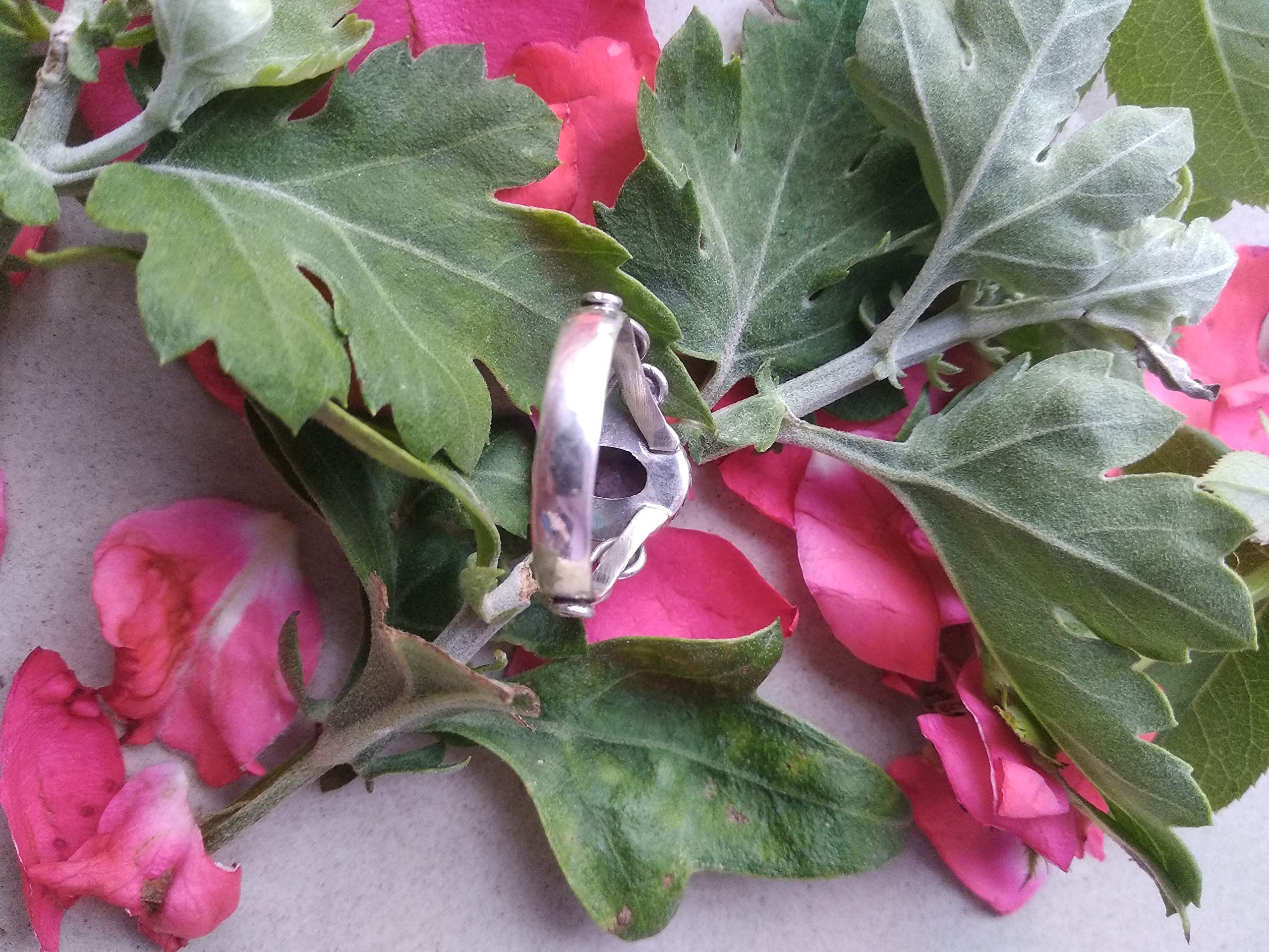 Rhodonite Ring for Women - 925 Sterling Silver Promise Ring, Boho Jewelry, Cabochon Statement Ring | Handmade Anniversary Gift, Unique Stackable Jewelry for Her | Perfect for Date Nights, Weddings & Special Occasions
