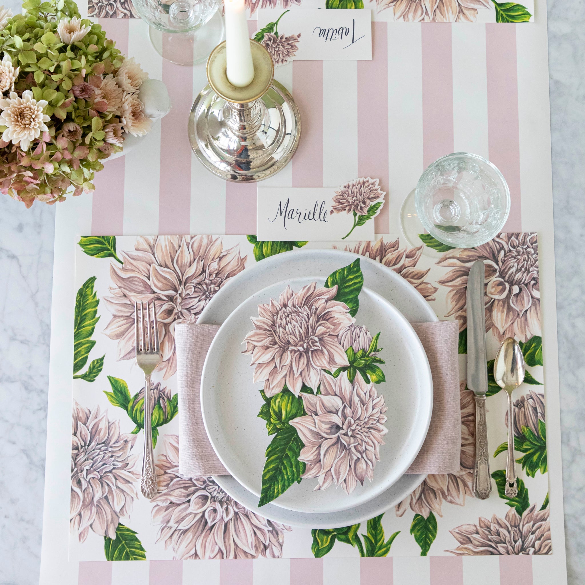 Elegant Dahlia Table Accent - Floral Home Decor Centerpiece for Dining Room, Living Room & Wedding Decorations