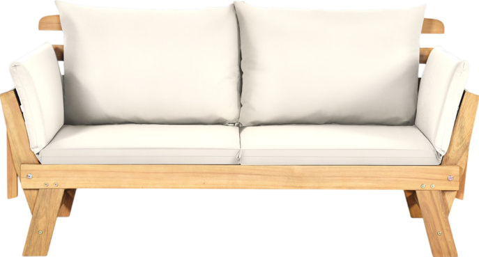 Costway Adjustable Convertible Patio Sofa Daybed with Thick Cushions - Indoor Outdoor Furniture for Garden, Balcony & Backyard Relaxation