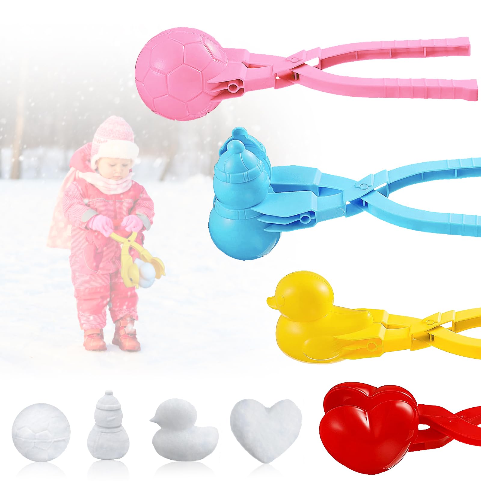4-Piece Snowball Maker Kit for Kids - Durable Outdoor Snow & Beach Toy with Handle - Perfect for Snowball Fights, Winter Games & Beach Play - Great Birthday & Christmas Gift for Children